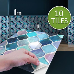 10pcs Blue Purple Marble Self-adhesive Bathroom Kitchen Wall Stair Tile Sticker - Picture 1 of 14