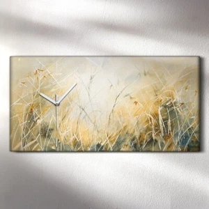 Wanduhr Uhr Wandbild Leinwand Kunstdruck 60x30 Foto Aquarell Langes Gras Wiese - Bild 1 von 9