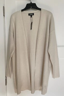 Cárdigan ligero Express para mujer nuevo con etiquetas, hueso, natural, frente abierto, talla XS-S Foto 1 de 2