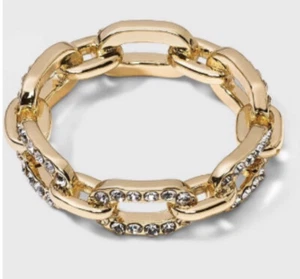 SUGARFIX by BaubleBar Gold Tone Link Chain Ring Size 8 Nickel Free - Picture 1 of 5