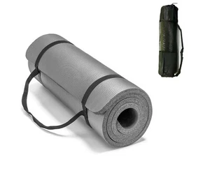 Gray All Purpose Exercise Mat Thick Non Slip Gym Yoga Pilates Fitness Bag Strap - Picture 1 of 5