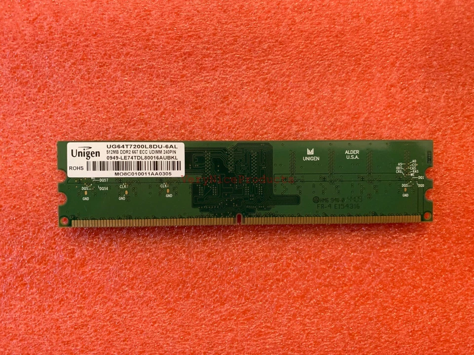 Unigen UG64T7200L8DU-6AL 512MB DDR2 667MHz ECC UDIMM 240-Pin RAM for ARC-1680IX - Image 1 of 2
