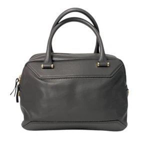 Iacucci Gray Leather Top Handle Satchel Handbag Purse Bag Made In Italy - Picture 1 of 14