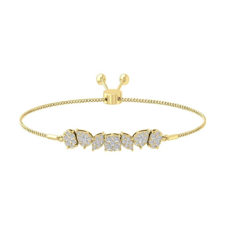 Brazalete Bolo Diamante Oro Amarillo 14K 5/8 Cttw, Color I-J, Claridad I2-I3, 7" Foto 1 de 4