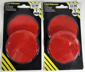 Lot Of 2 - 3 Inch Reflectors (2 Pack) Self-Adhesive Backing (4 Total) Red - Picture 1 of 3