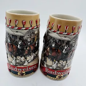 Budweiser Stein Clydesdales 1986 casas tradicionales Ceramarte lote de 2 0102 - Imagen 1 de 6