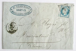 France - Timbre Napoléon sur Lettre de 1858 de Nantes à Moncontour - Imagen 1 de 3