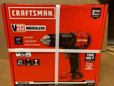 Taladro percutor inalámbrico sin escobillas CRAFTSMAN V20 1/2 pulgada 20 voltios velocidad máxima variable  Foto 1 de 3
