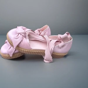 NEW Puma Fenty Pink Bow Creeper Tie Tan Pink Shoes Size 10 Platform Ankle Wrap - Picture 1 of 10