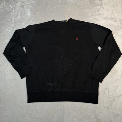 Polo Ralph Lauren Sweatshirt Mens Large Tall Black Crewneck Red Pony Logo - Image 1 of 4
