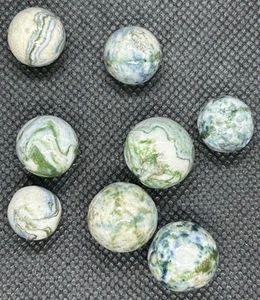 8 Vintage Handmade Glazed Lined Crockery Marbles 5/8” To 1/2” M To NM - Picture 1 of 12