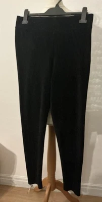 Women’s Morrisons Nutmeg Black Chunky Ribbed Velour Warm Leggings Size 12 - Image 1 of 3