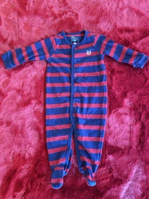 Pijama Chaps bebé azul y rojo a rayas con patas de una pieza usado talla 9 meses Foto 1 de 4