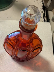 Vintage Empoli Amberina Karneval Dschinn Flasche 11" mit Ersatzstopfen - Bild 1 von 8