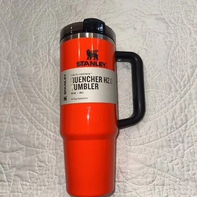 Vaso de estado de flujo apagador naranja neón brillante H2.0 Stanley 30 oz nuevo con etiquetas Foto 1 de 4