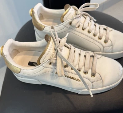 Dolce & Gabbana Portofino Sneakers Size EU39 White/Gold - Image 1 of 4