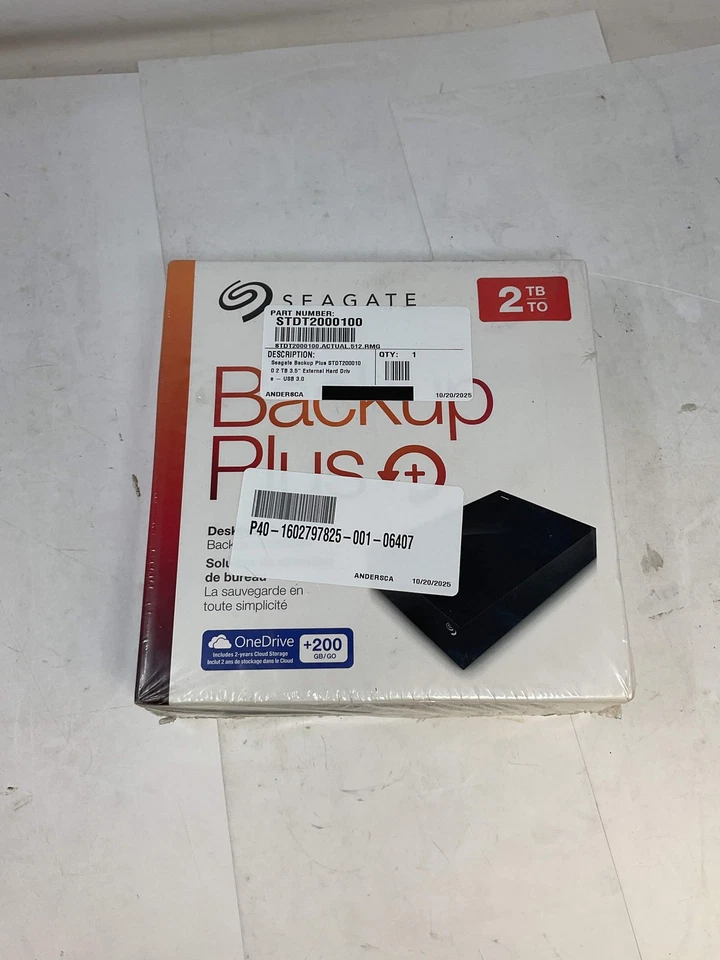 SEAGATE BACKUP PLUS 2TB DESKTOP STORAGE STDT2000100 - NEW - Image 1 of 3