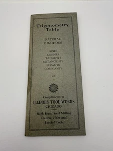 Vintage Pocket Guide Trigonometry Table Compliments Illinois Tool Works Ephemera - Picture 1 of 18