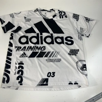 Camisa Adidas Para Hombre Extra Grande Blanca Negra Climalite Entrenamiento Gráfico Logo Foto 1 de 4