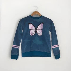 SO Favorite Crewneck Teal with Purple Butterfly Sweatshirt Girl L - Picture 1 of 8