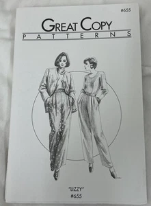 "Lizzy" 1995 GREAT COPY Sewing Patterns #655 UNCUT ~ Straight Leg Pants Pattern - Picture 1 of 3