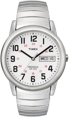Timex T20461 Easy Reader, Men's Silver-tone Expansion Watch, Indiglo, Day & Date - Image 1 of 4