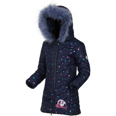 Regatta Peppa Pig Junior Jacke navy wattiert Kinder Kapuze Outdoor Wandern Mantel