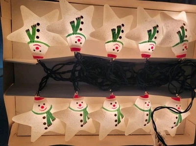 2 Boxes 10 each Christmas Indoor/Outdoor Snowman Star Shaped Light String - Image 1 of 4