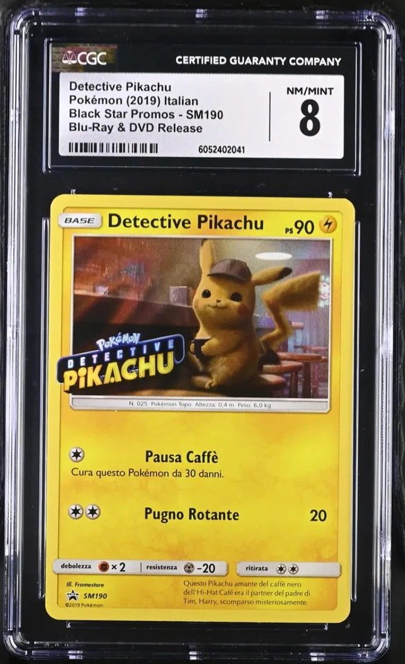 Pokemon Detective Pikachu 2019 Italian Black Star Promos SM190 CGC 8 NM MINT - Bild 1 von 1