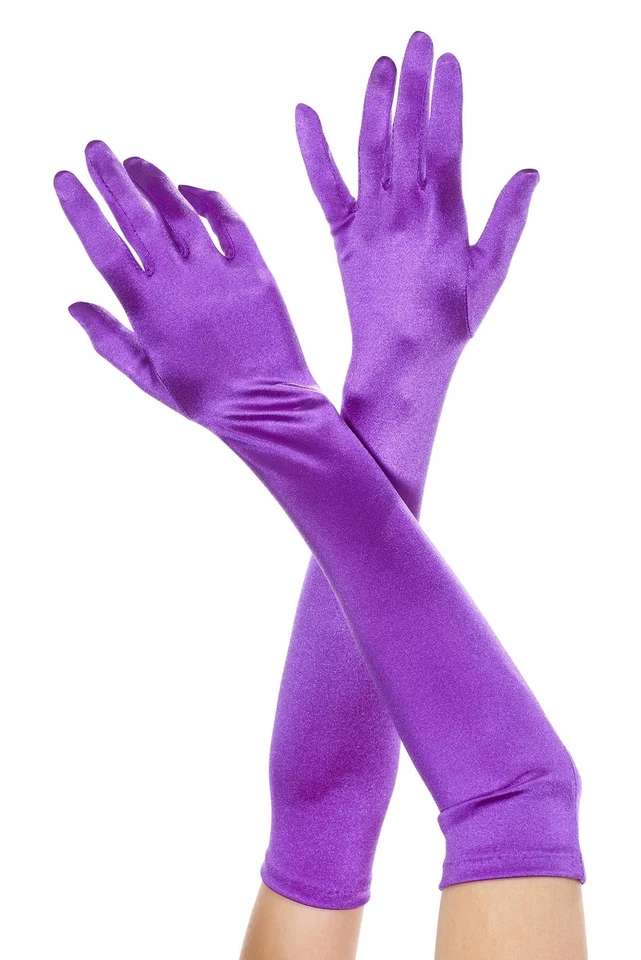 Adult Extra Long Satin Gloves Purple  Womens Gloves — 第 1/1 张图片