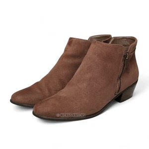 Madeline Girl Faux Suede Ankle Booties Brown Side Zip Boots Size 9.5 - Picture 1 of 12