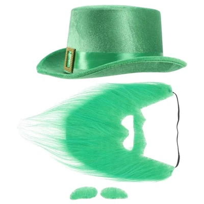  4 pièces ensemble d'accessoires de costume de la Saint-Patrick chapeau de lutin - Photo 1/4