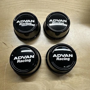 Advan Racing Center Cap 63mm High Black Set Of 4 Pcs Made Japan Part #Z9356 - Picture 1 of 6