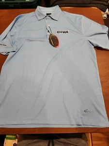Greg Norman Golf Herren ML75 LARGE blau gestreiftes Poloshirt mit Logos neu mit Etikett. VB3 - Bild 1 von 12