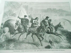 Gravure 1861 - Espagnols Gitanos marchands de chevaux - Horse traders Gitanos - Picture 1 of 1