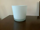  Frosted white wide heavy glass vase 6.5" tall 6.5" diameter 