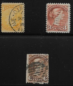 Canada Scott #35, 37 & 39, Singles 1870-89 FVF Used - Picture 1 of 1