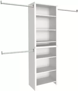 Kit Organizzatore Armadio Legno Sistema Scaffalatura Standard Casa Stoccaggio 25 Pollici W. Bianco - Foto 1 di 2