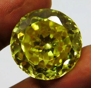 Natural 69.50 Ct Cambodian Green Zircon Round Cut Loose Gemstone " CERTIFIED " - Picture 1 of 8