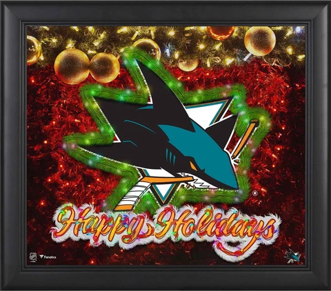 San Jose Sharks Framed 15" x 17" Happy Holidays Collage Cover