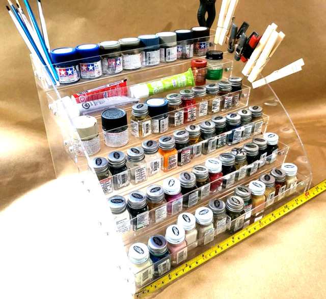 64 Pots Wooden Craft Paint Rack Miniatures Organizer Brush Paint Holder for  DIY Art Painting Spraying