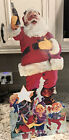 Coca Cola Stand Up 27" Santa With Elf's Decorating Tree 