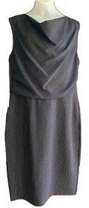 Donna Karan NY Black Label Black Pinstripe Sleeveless Dress Zip Womens Sz 10 New - Picture 1 of 8