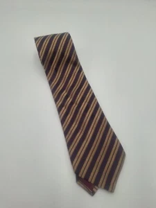 Charvet Place Vendome Mens Silk Necktie Purple Gold Stripe Woven Tie, Beautiful - Picture 1 of 2