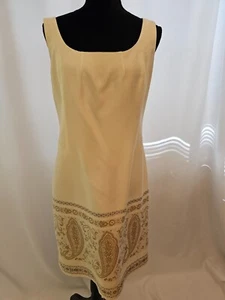 Kay Unger New York beige with paisley gold women dress size 12 D119 - Picture 1 of 8