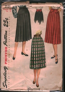 2131 Vintage Simplicity Sewing Pattern Misses 1940s Pleated Skirt UNCUT 26" W - Picture 1 of 2