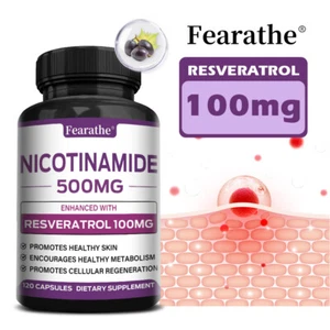 Suplemento de niacinamida 500 mg, promueve la regeneración celular, la reparación y la salud de la piel - Imagen 1 de 15