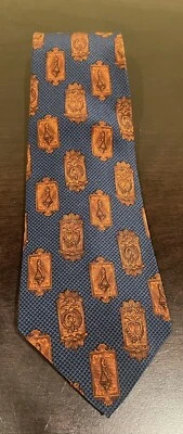 Corbata Gianfranco Ferre 100 % seda para hombre azul marino borgoña medallones placas Foto 1 de 4