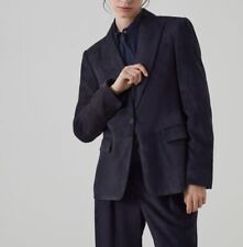 Womens Navy Blue Suede Leather Blazer Coat  Size XS S M L XL XXL 3XL Custom Made