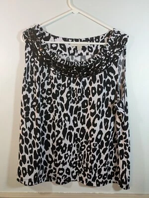 Laura Ashley 2 X Майка черный и белый блестки декольте без рукавов животное печати - Изображение 1 из 3